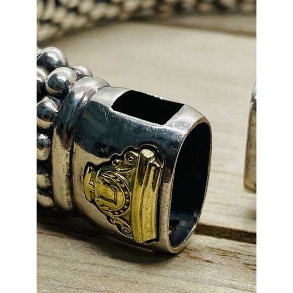 Lagos Caviar Bangle Bracelet Sterling Silver 925 18K 750 15MM - Picture 11 of 14